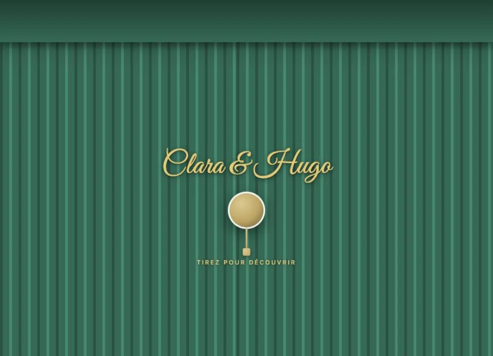 Ouverture à rideau du faire-part Clara et Hugo partagé par lien