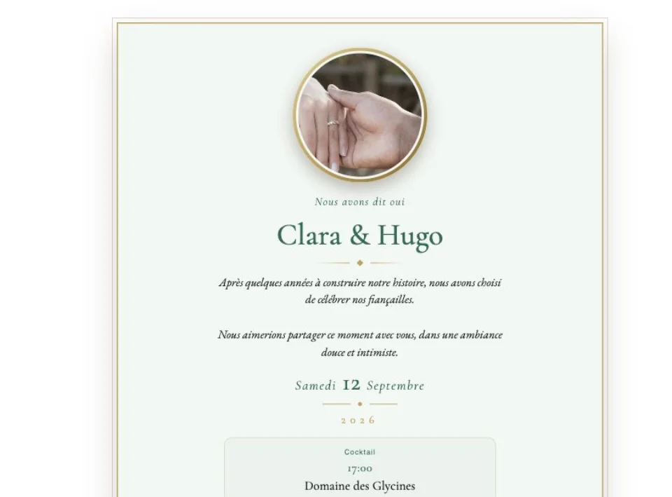 Faire-part numérique Clara et Hugo après son ouverture