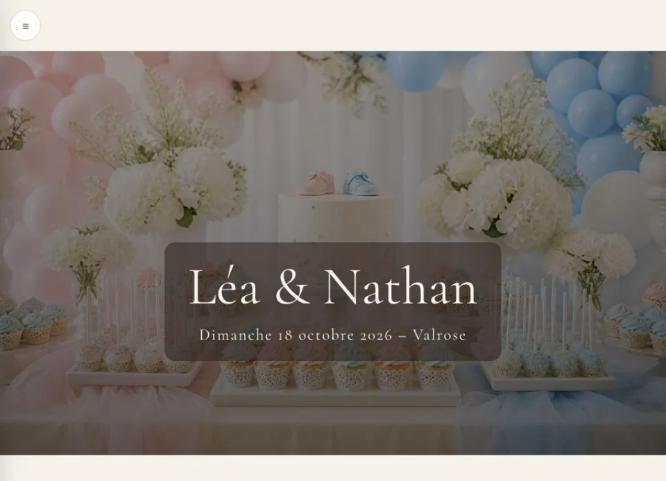 Accueil du mini-site de démonstration Léa et Nathan